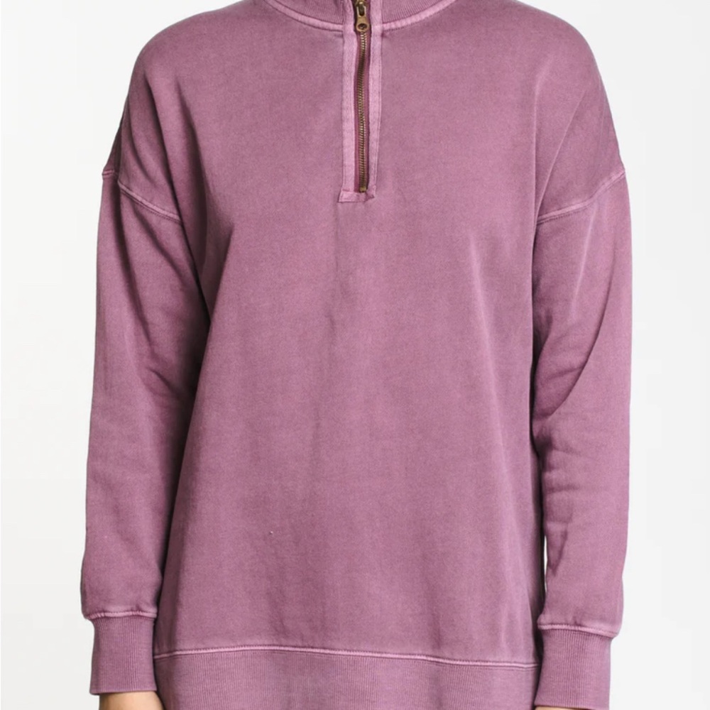 Harlow Mauve Quarter Zip Sweater